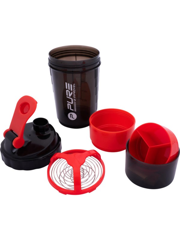 Shaker Pure2Improve 500ml Črno/rdeč